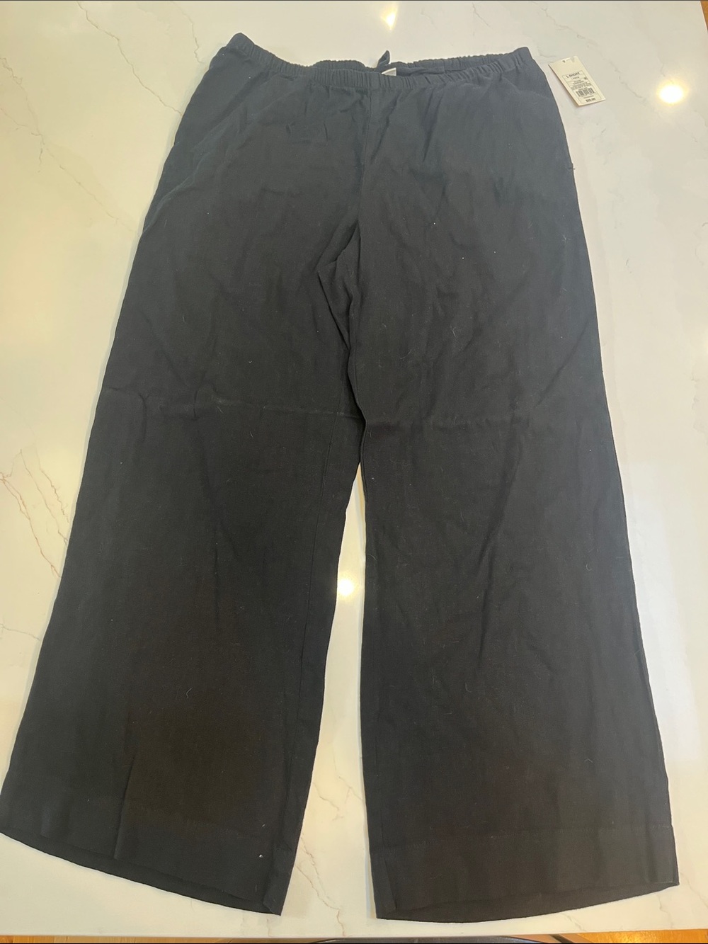a new day Linen/Rayon Black Drawstring wide leg Pants
